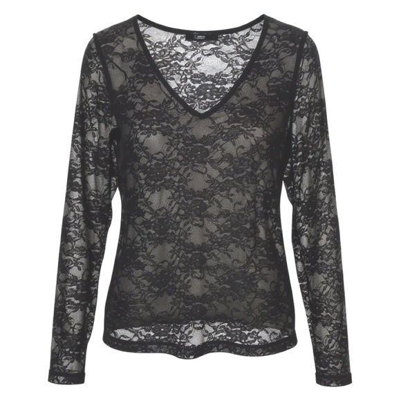 Black lace long sleeve top by Zenana Outfitters size L - Picture 1 of 4